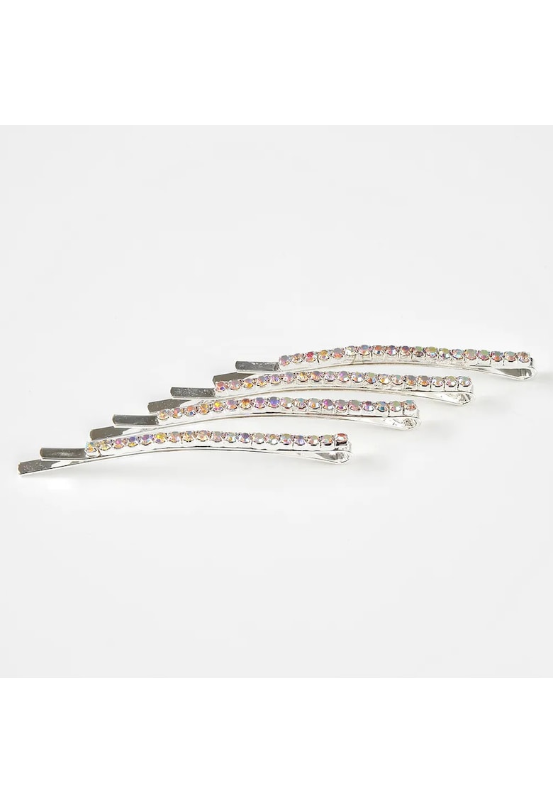 Set 4 agrafe argintii cu pietre stralucitoare