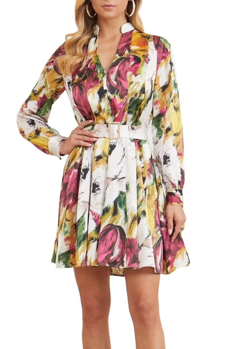 Rochie mini cu model floral - Multicolor