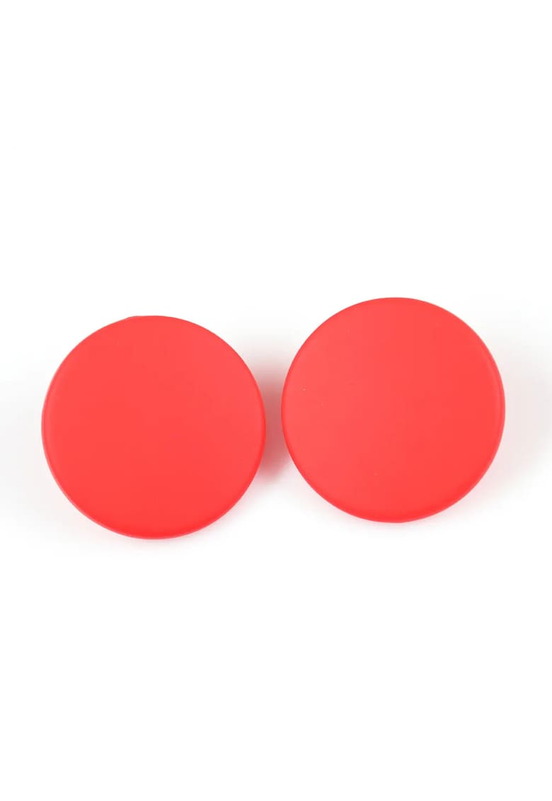 Cercei rotunzi rosii cu design minimalist