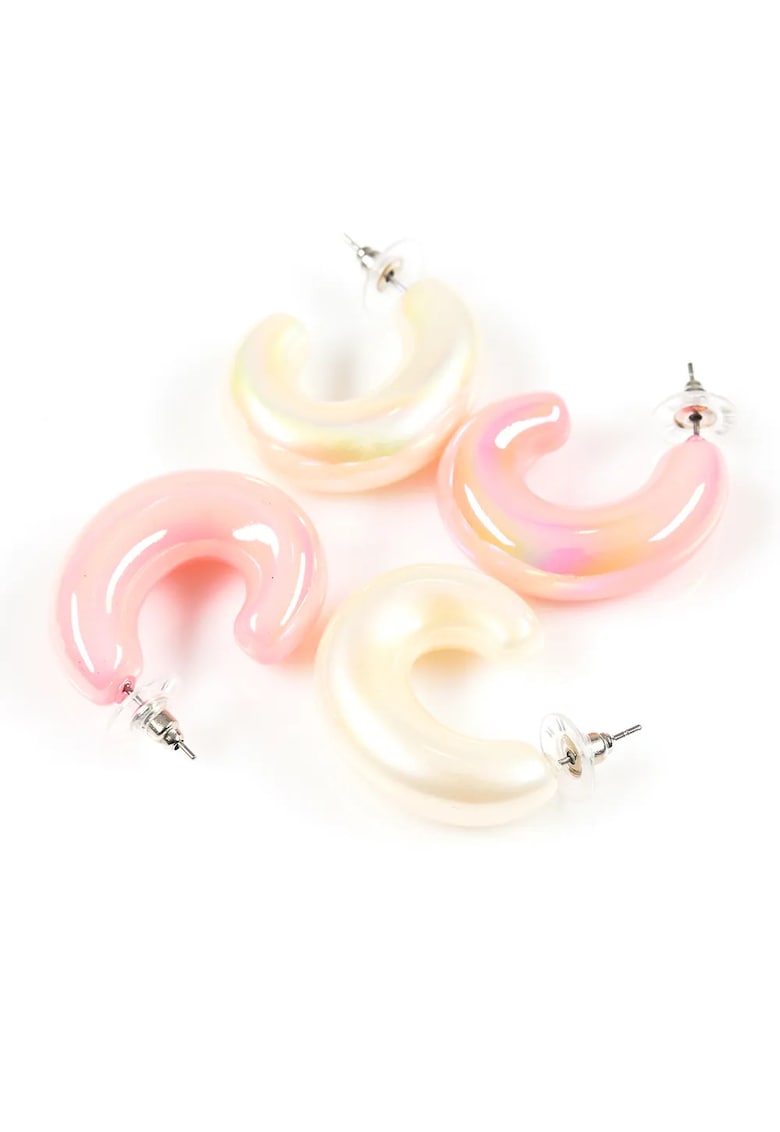 Set 2 perechi de cercei hoop in nuante pastel