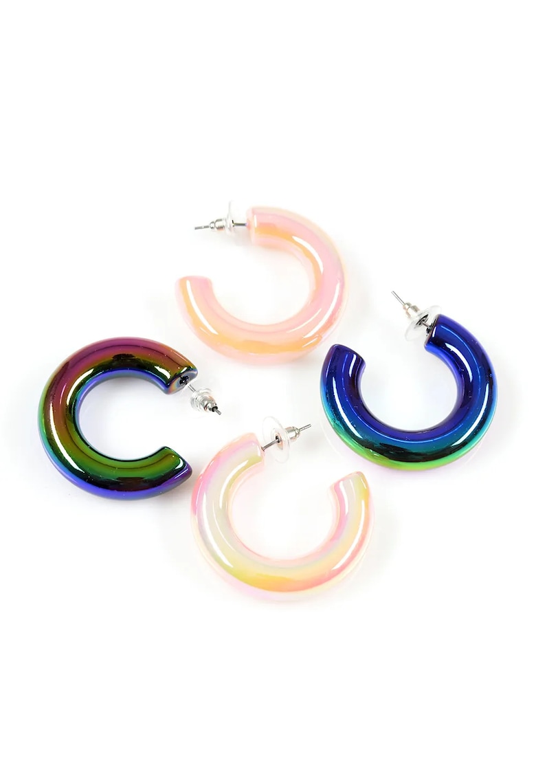 Set 2 perechi de cercei hoop multicolori