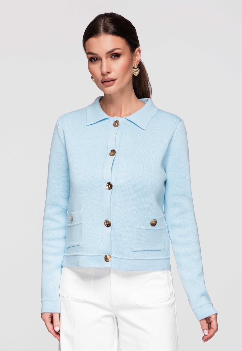 Cardigan din viscoza OW-SWCD-0103 - Albastru