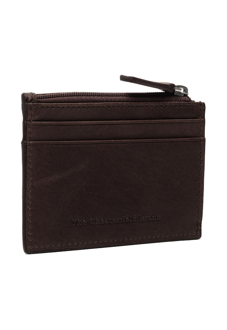 Portofel carduri unisex piele naturala - Chesterfield - - Maro