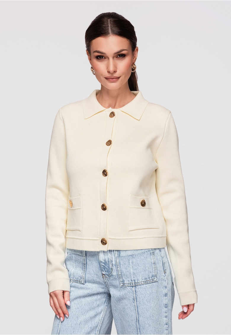 Cardigan din viscoza OW-SWCD-0103 - Bej