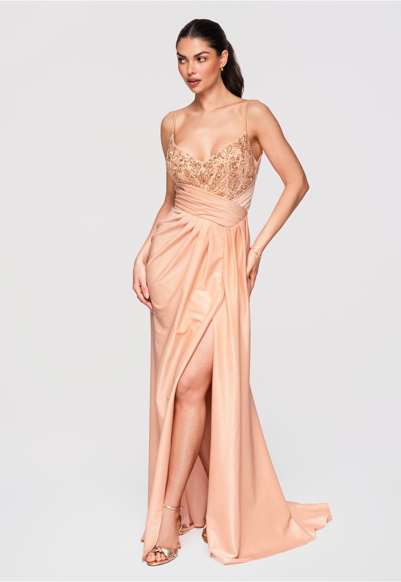 Rochie de seara maxi LA-OM-DLR132 - Bej