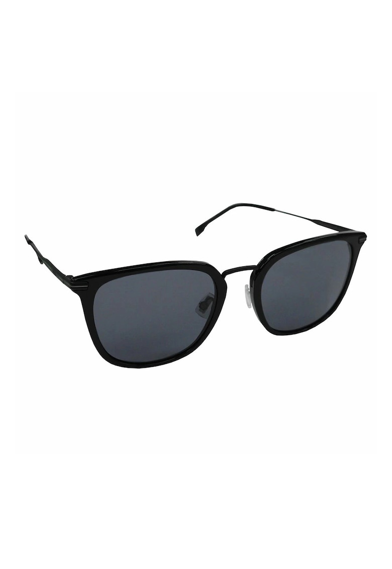 Ochelari de soare clubmaster cu lentile uni - Negru
