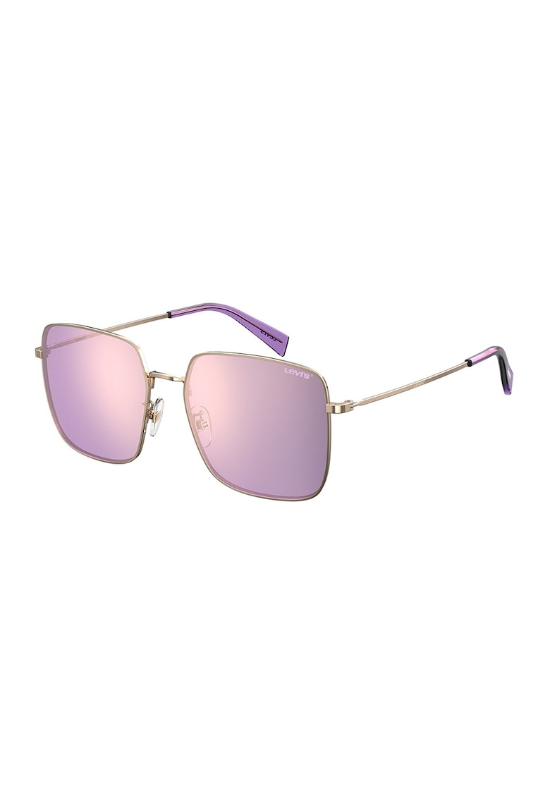 Ochelari de soare patrati cu rama metalica - Auriu/Violet