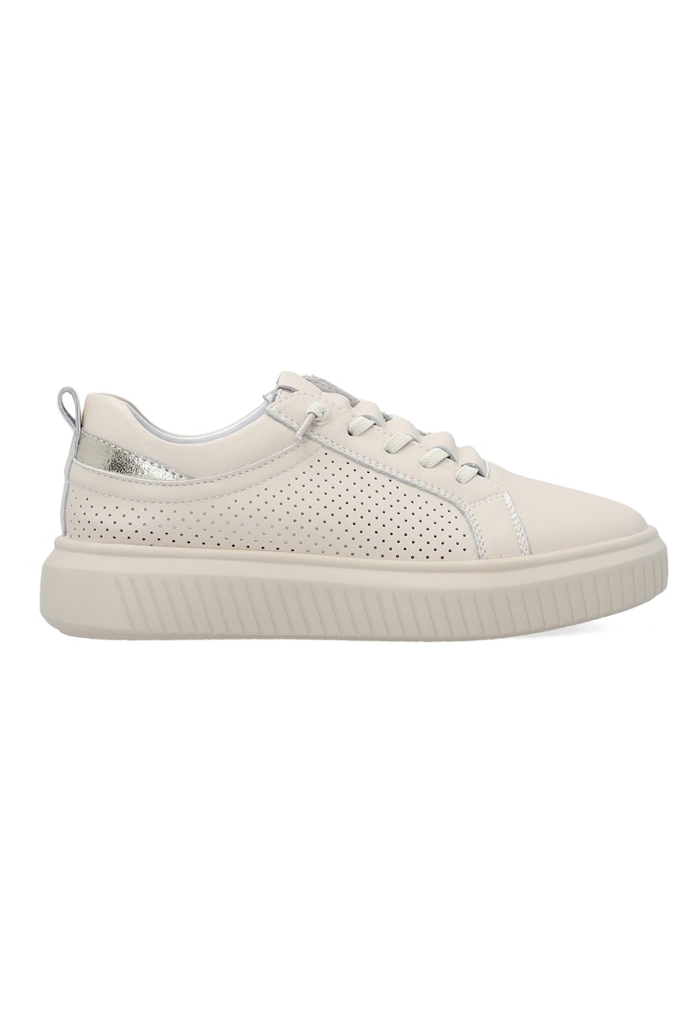 Pantofi sport din piele cu detalii perforate - Bej