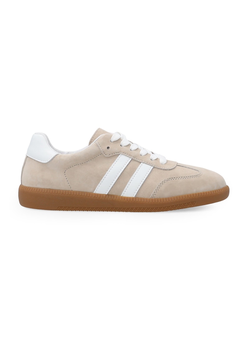 Pantofi sport din piele intoarsa si piele naturala - Bej
