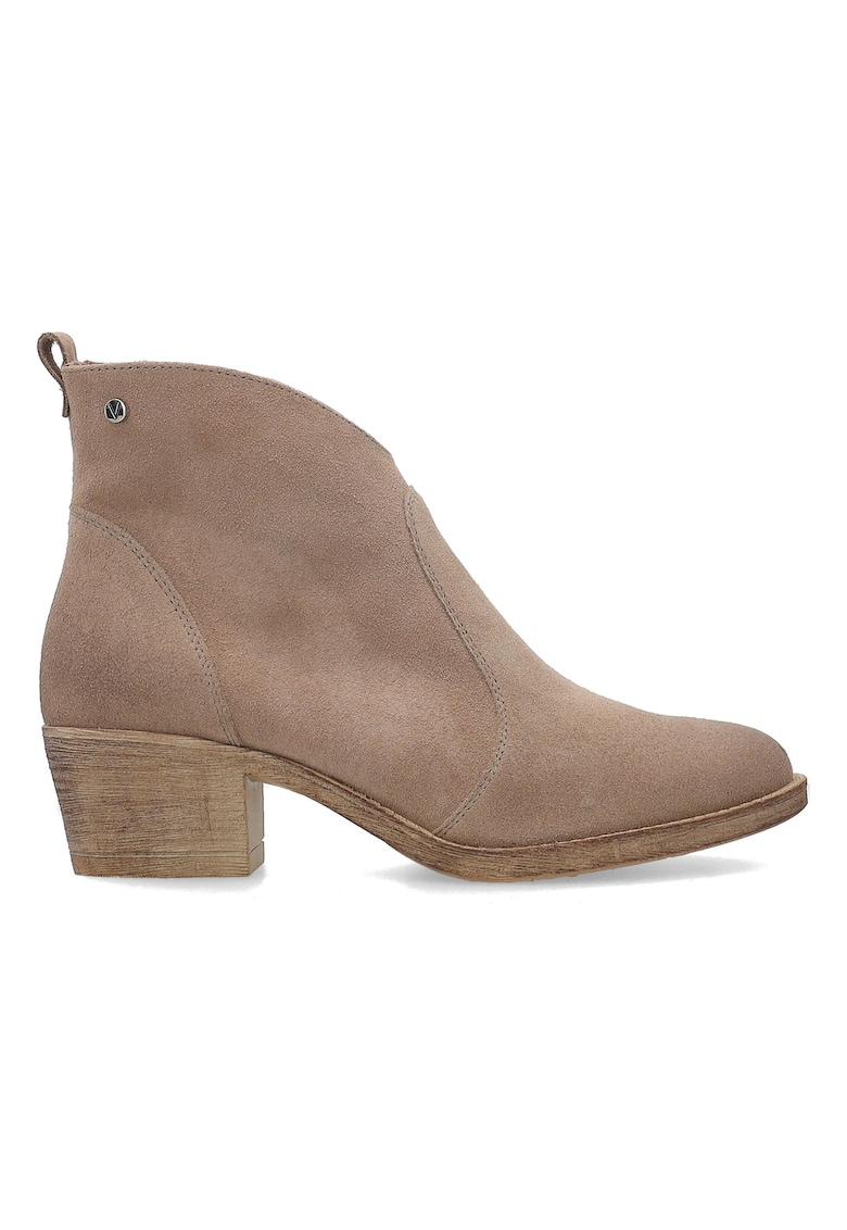 Botine din piele intoarsa cu toc cubanez