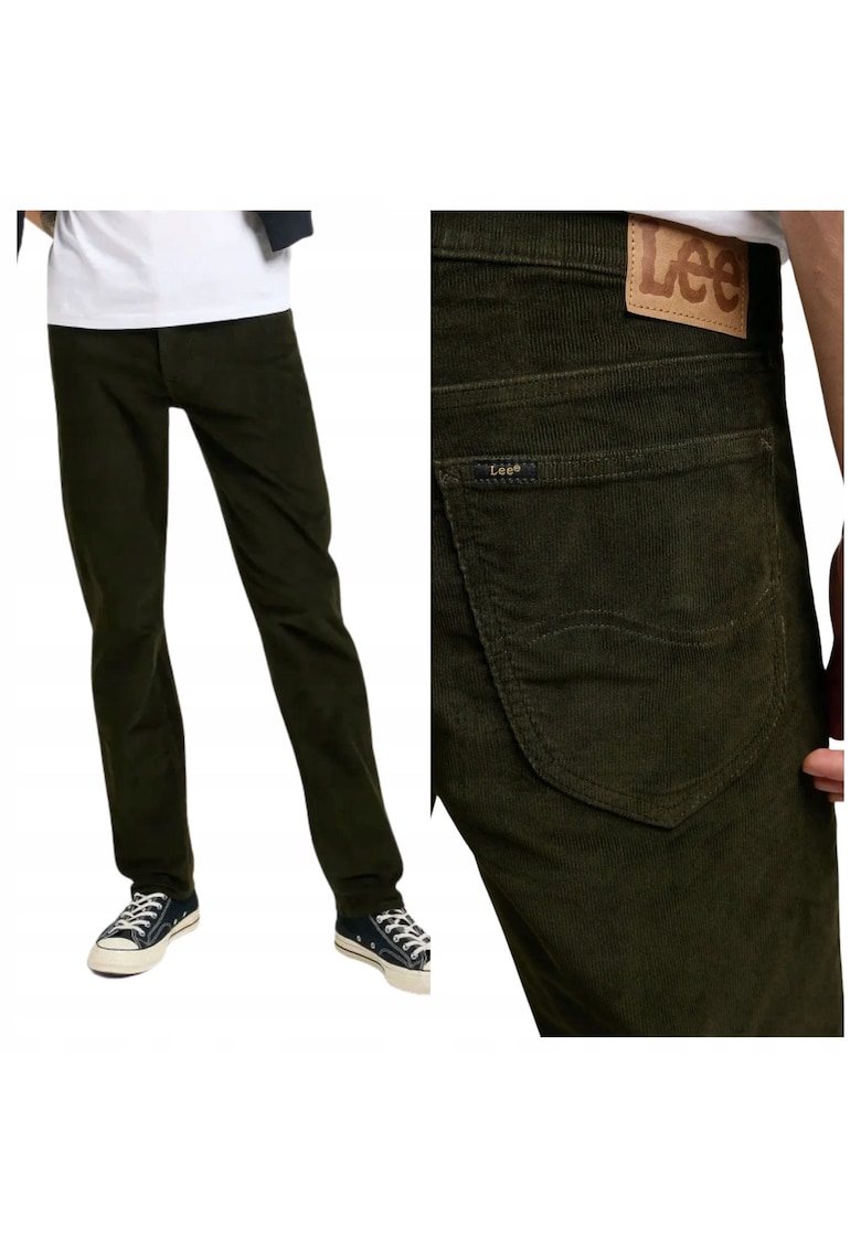 Pantaloni Scurti Barbati - Daren Zip Fly - Straight Fit - Talie Medie - Lungi - 5 Buzunare - Fermoar - Bumbac - W38-L32 US - Verde