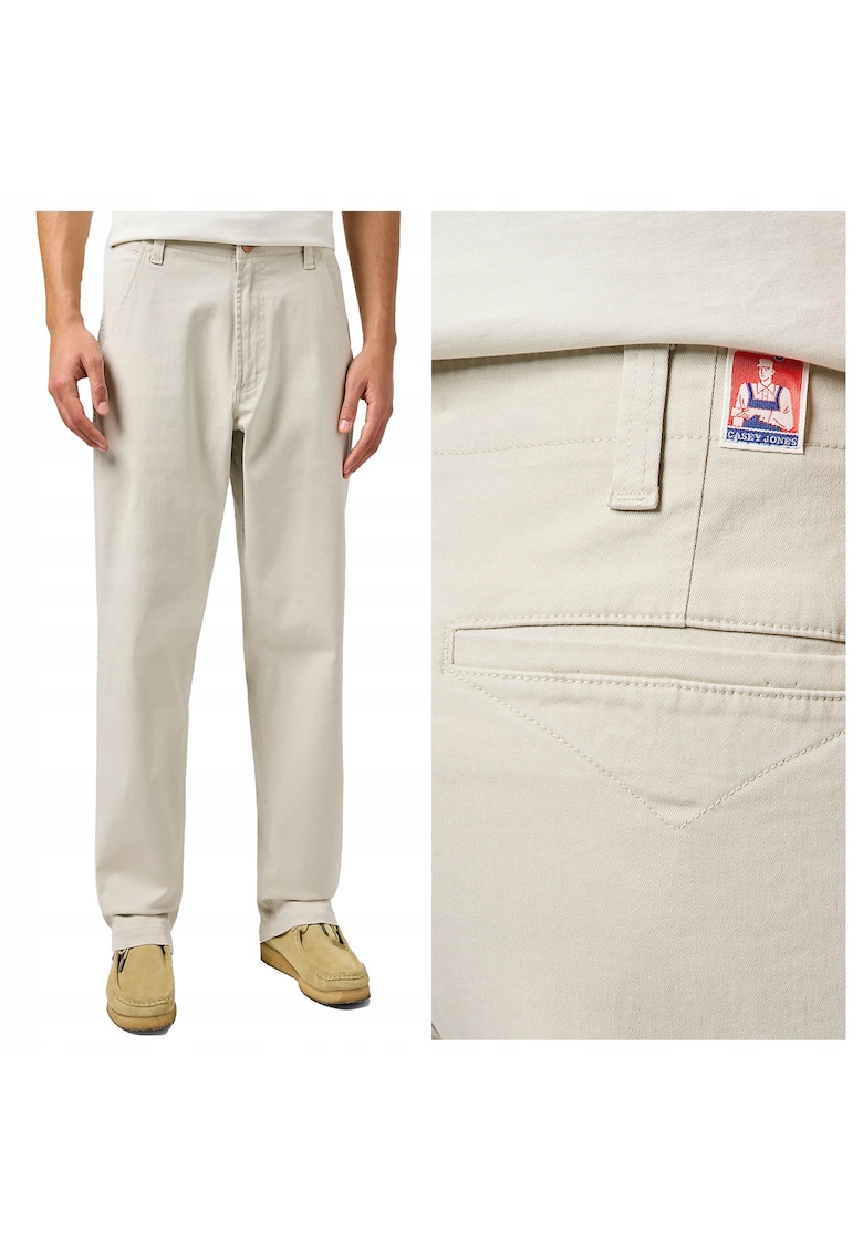 Pantaloni Scurti Barbati - Relaxed Chino - Loose Fit - Talie Medie - Lungi - 5 Buzunare - Fermoar - Bumbac - Bej - Bej