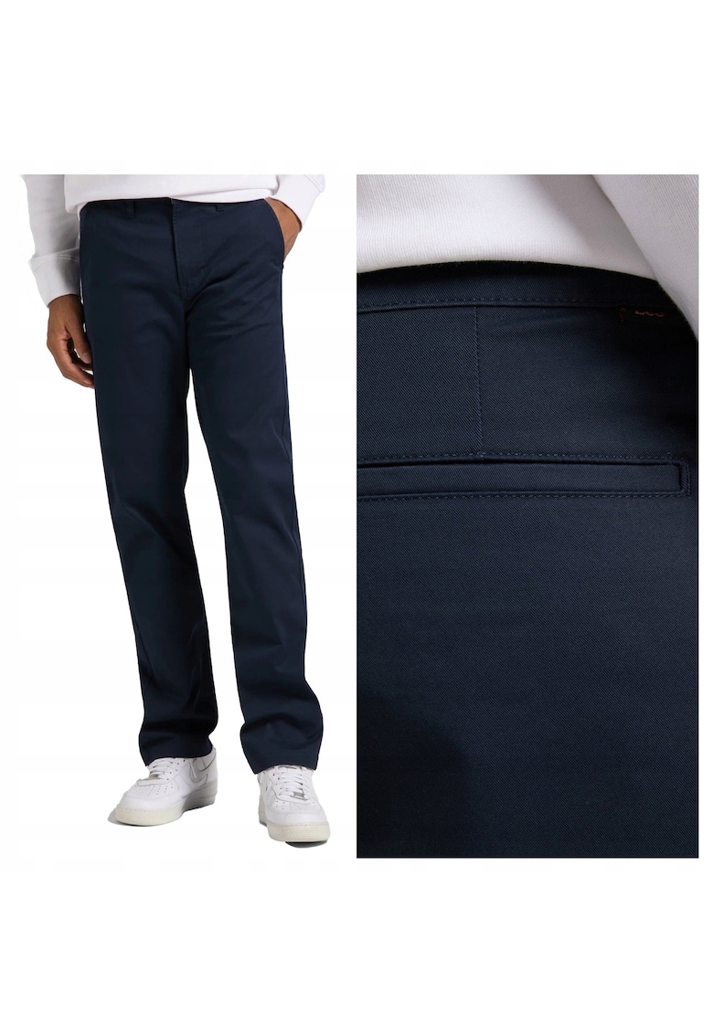 Pantaloni Scurti Barbati - Regular Chino - Slim Fit - Talie Medie - Lungi - 5 Buzunare - Fermoar - Bumbac - W32-L34 US - Albastru