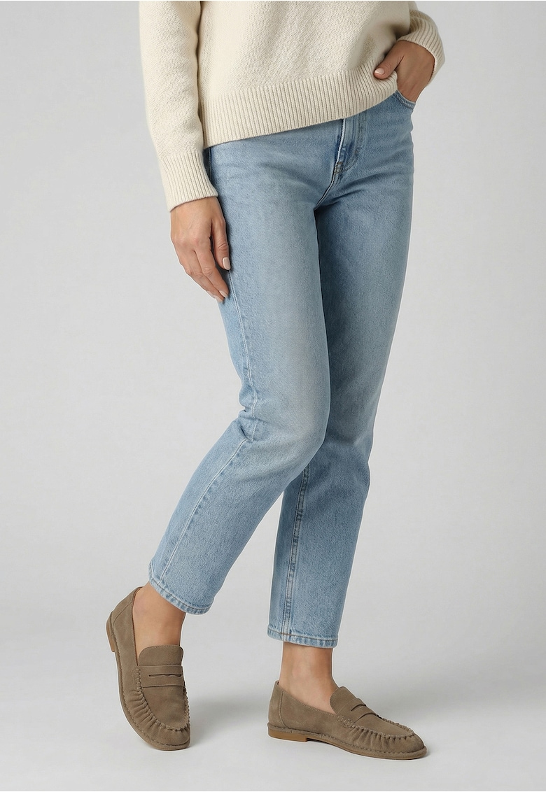Pantofi tip loafer din piele intoarsa - Bej