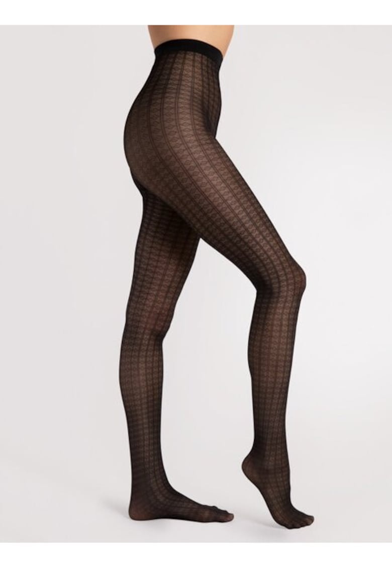 Ciorapi cu model geometric Candy Crush 30 den - Negru