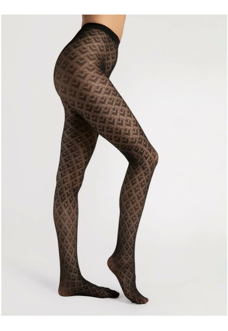 Ciorapi negri cu model geometric Bisette 30 den - Negru