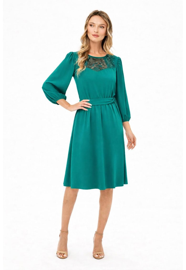 Rochie midi cu croiala evazata Casiana - Turcoaz