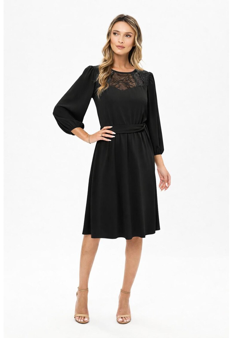 Rochie midi cu croiala evazata Casiana - Negru