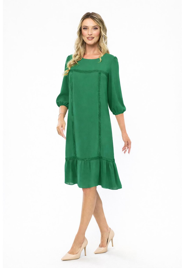 Rochie cu terminatie cu volan Petra - Verde