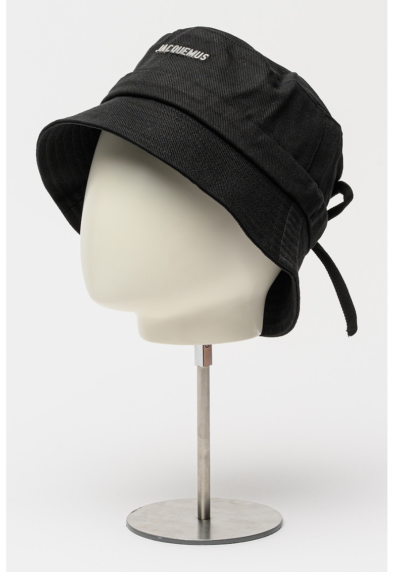 Palarie bucket din bumbac cu logo - Negru