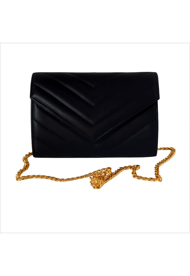 Plic din piele naturala Val Clutch - Negru