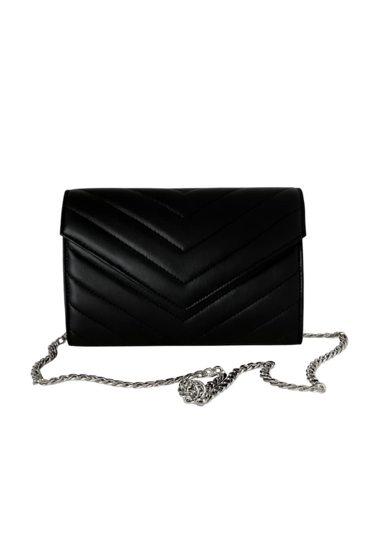 Plic din piele naturala Val Clutch - Negru/Argintiu