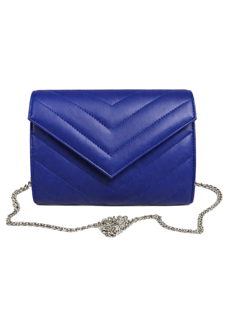 Plic din piele naturala Val Clutch - Albastru inchis/Argintiu