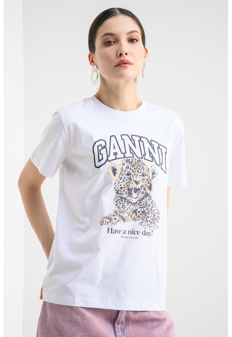 Tricou din bumbac cu imprimeu - Alb