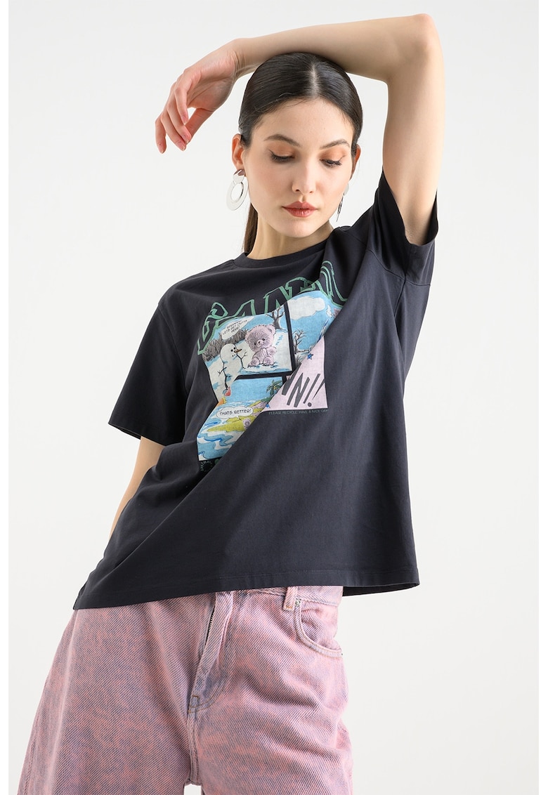 Tricou cu imprimeu grafic - Albastru ultramarin