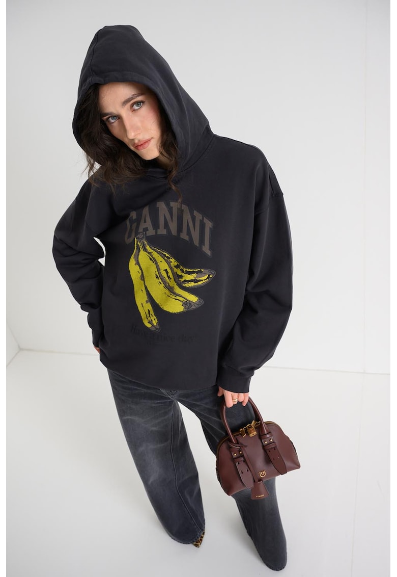 Hanorac cu imprimeu logo - Gri antracit