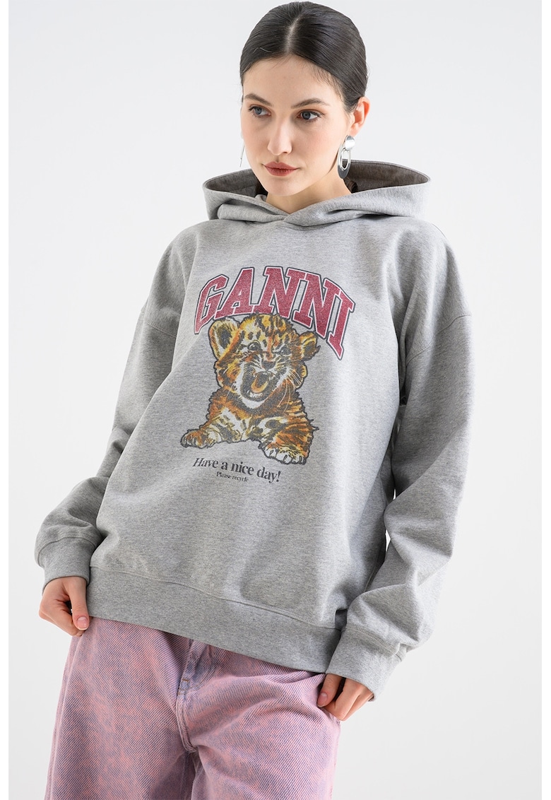 Hanorac cu imprimeu logo - Gri melange