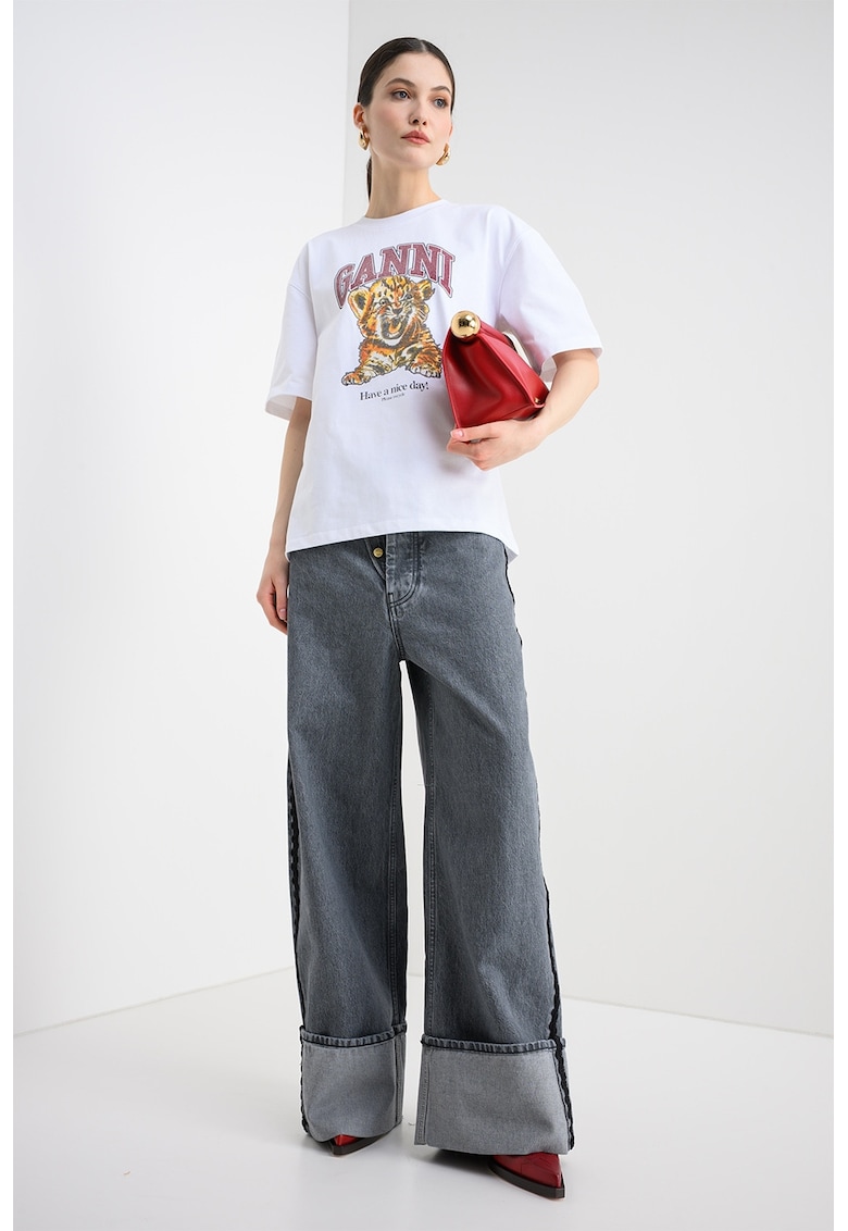 Tricou lejer cu logo - Alb