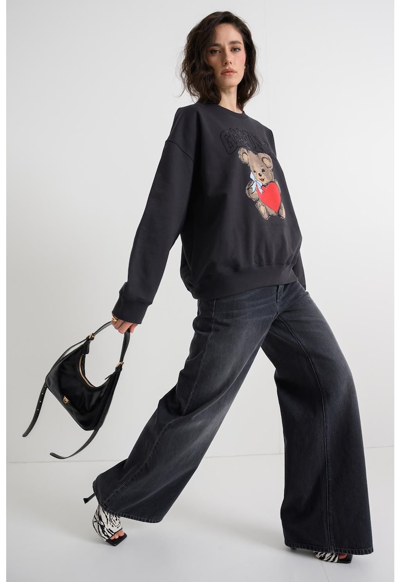 Bluza de trening cu imprimeu logo - Gri antracit
