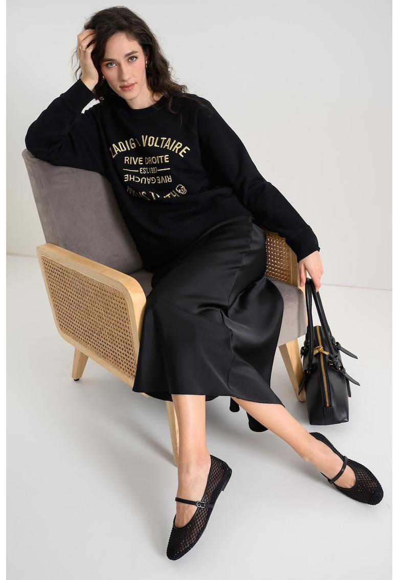 Bluza de trening din bumbac cu logo Upper - Auriu/Negru