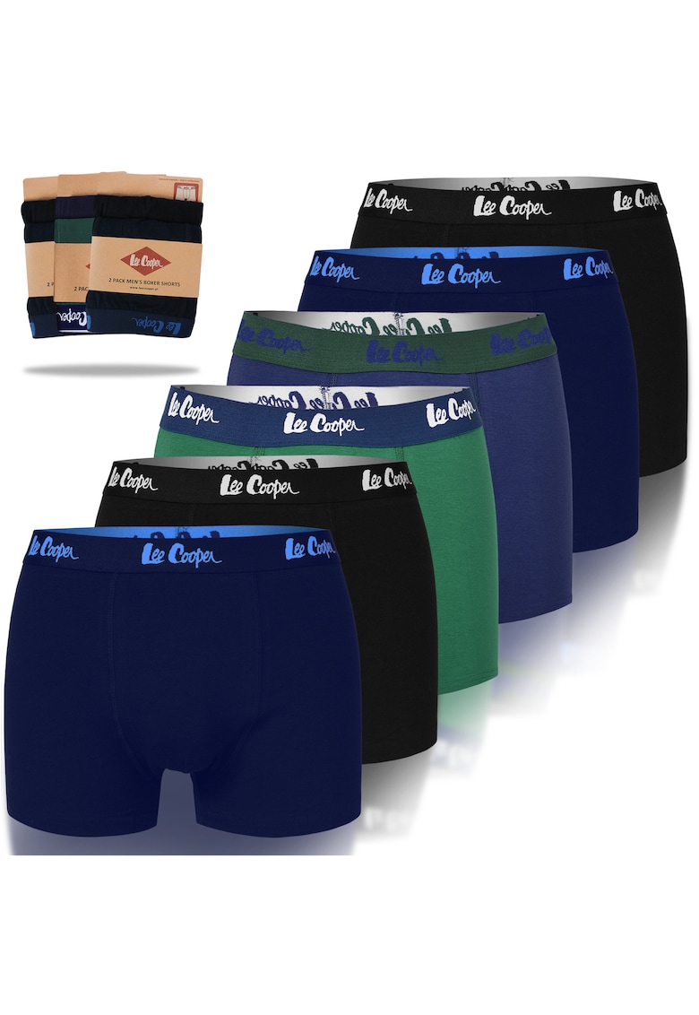 Set 6 Boxeri Barbati - Bumbac - Bleumarin Verde