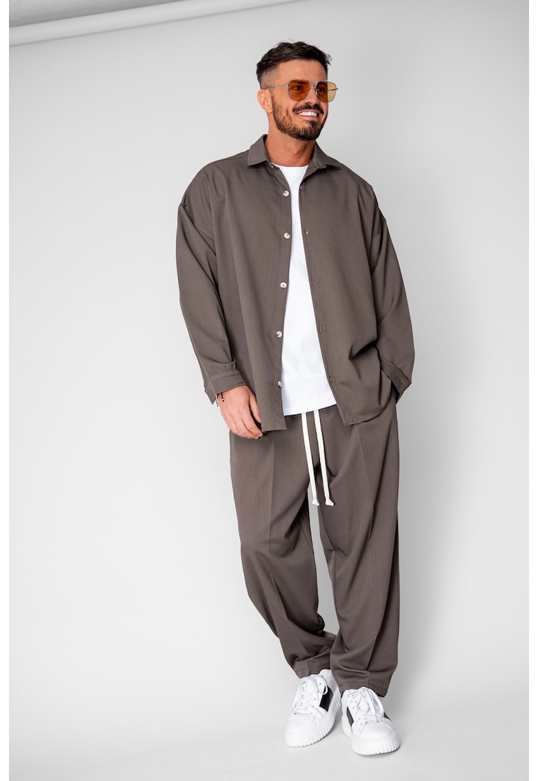Set Oversized Camasa si pantalon lung Taupe 20687 - Bej
