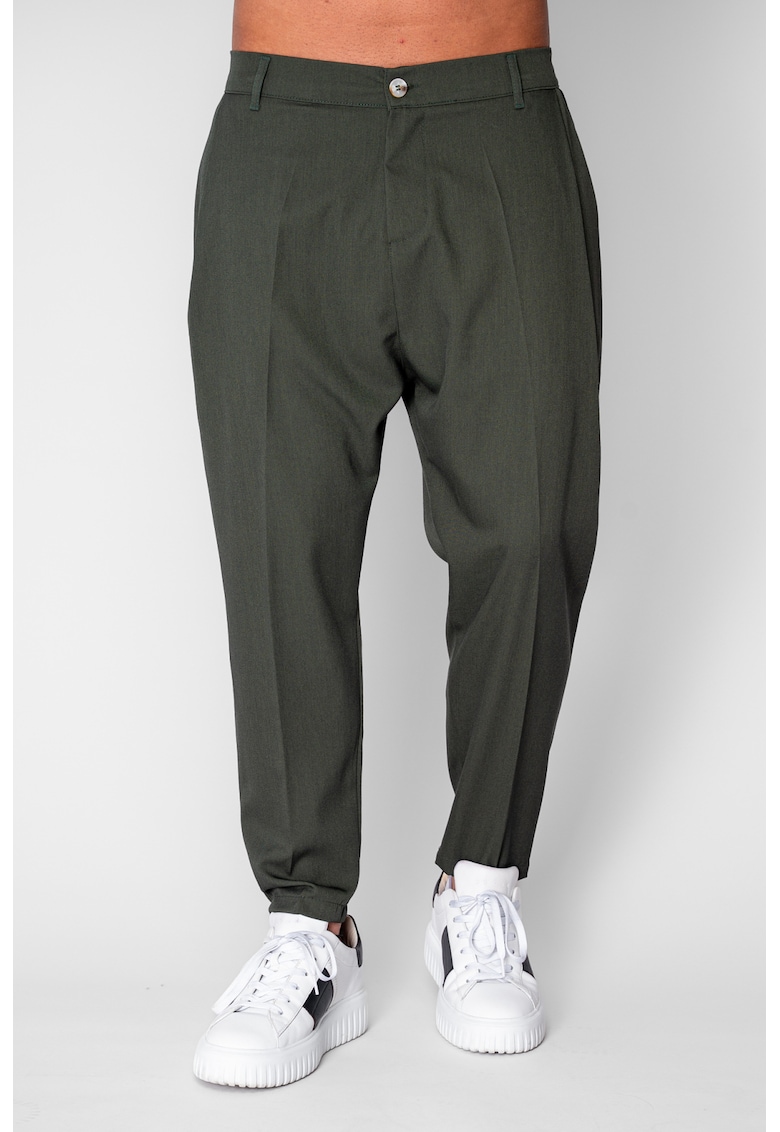 Pantalon lung conic cu tur lasat Green 20674 - Verde