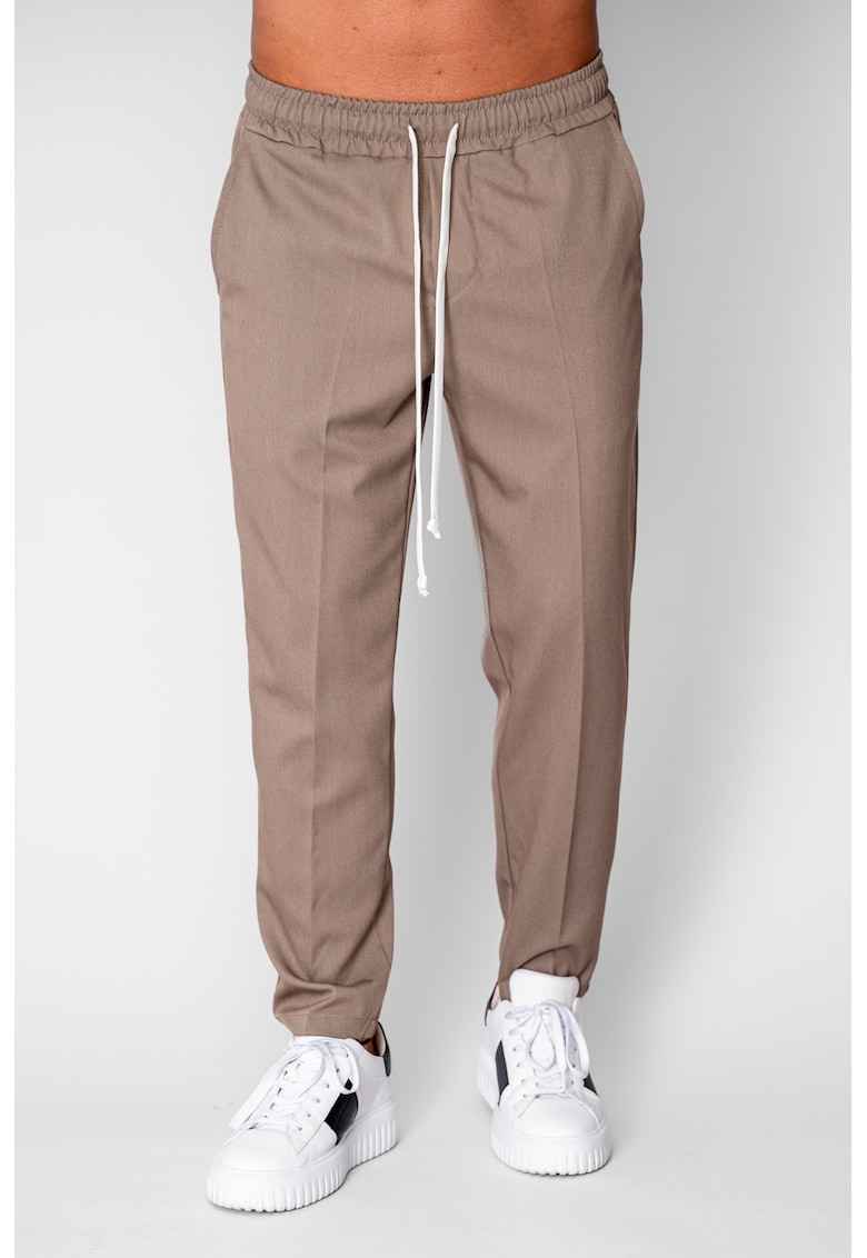 Pantalon lung conic cu snur Brown 20678 - Maro