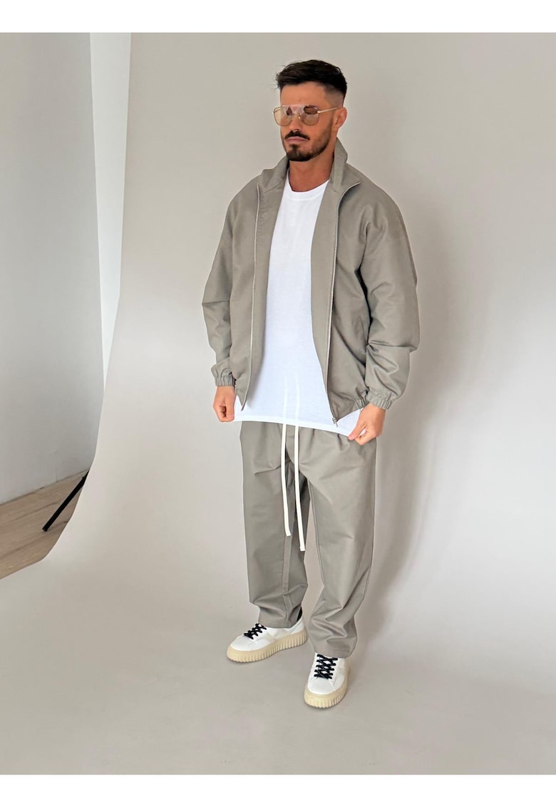 Set Jacheta cu fermoar si pantalon lung drept Taupe 20706 - Bej