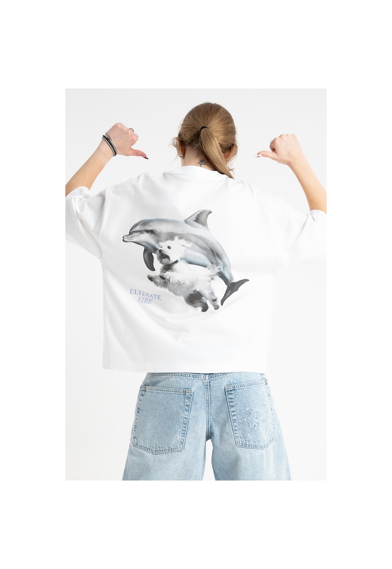 Tricou cu croiala lejera si imprimeu