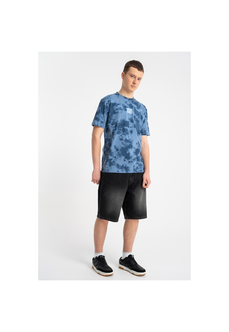 Tricou cu imprimeu tie-dye si text