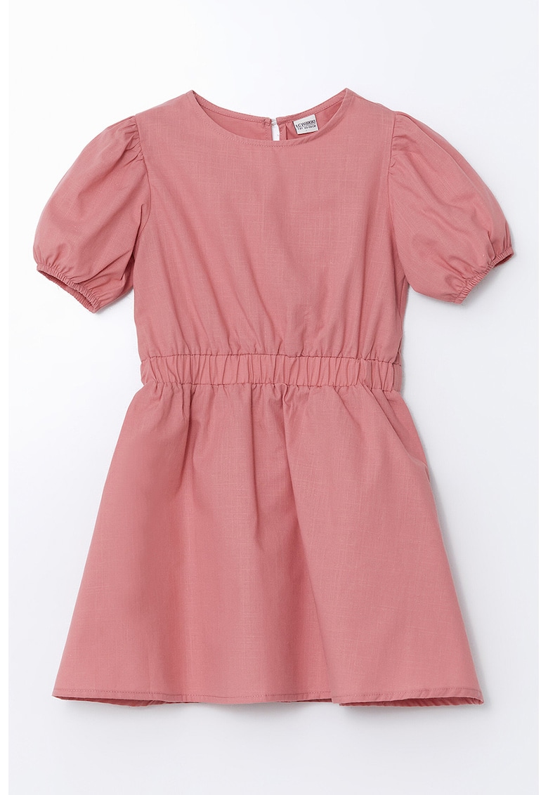 Rochie de bumbac cu talie elastica - Coral