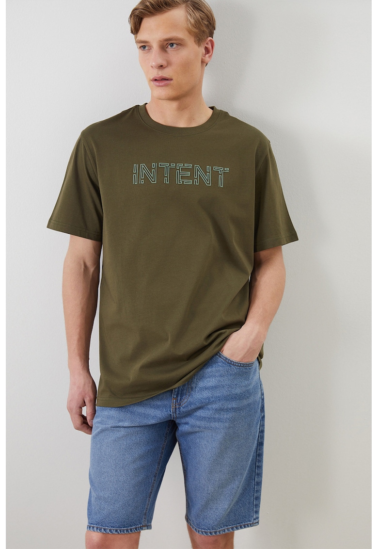 Tricou lejer din bumbac - Verde masliniu