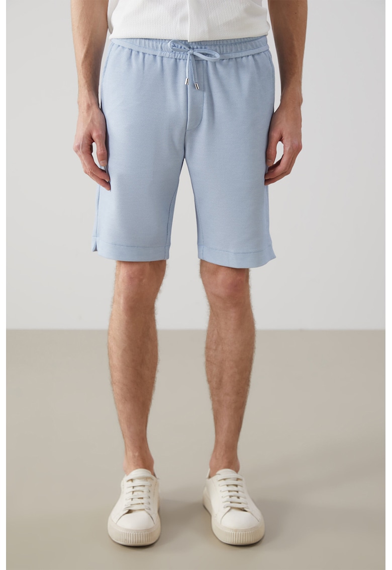 Pantaloni scurti de trening texturati - Albastru deschis