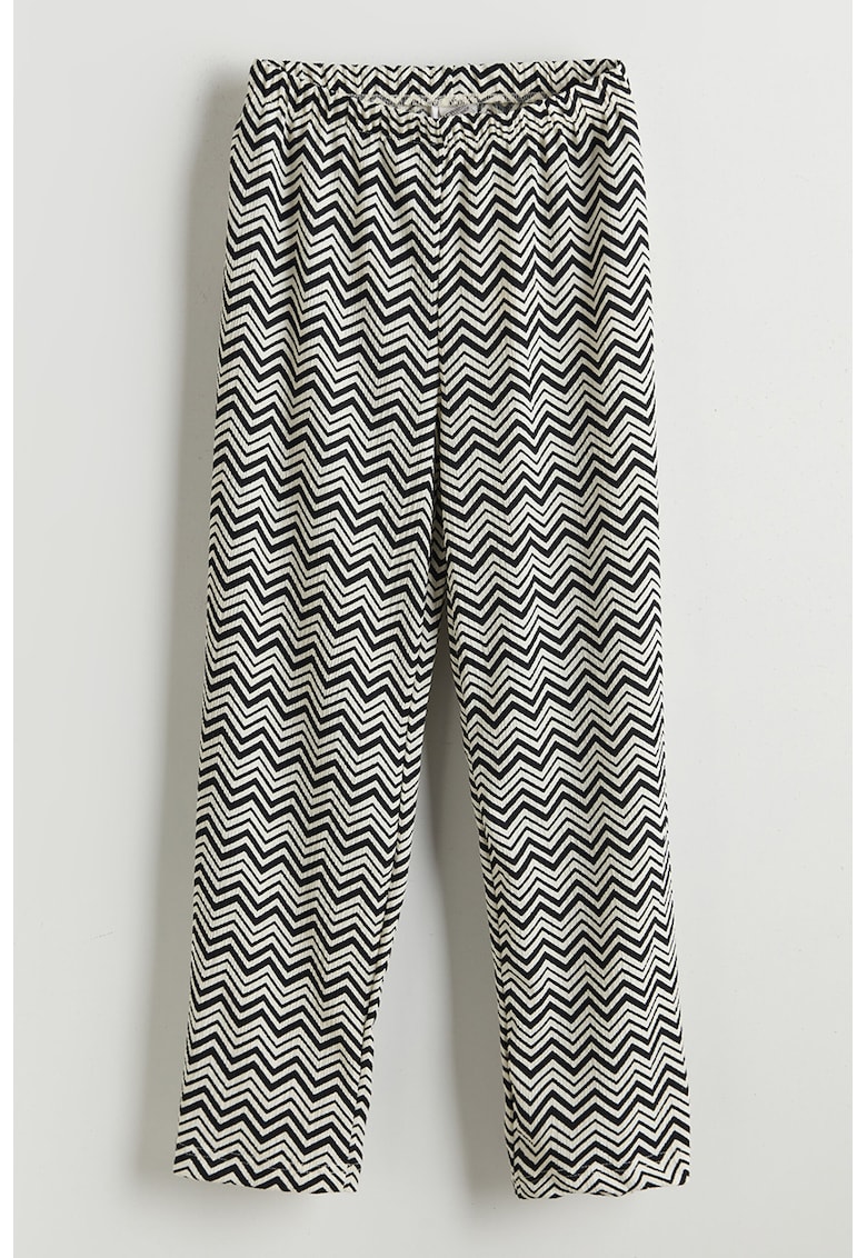 Pantaloni cu model si croiala ampla - Negru/Alb murdar