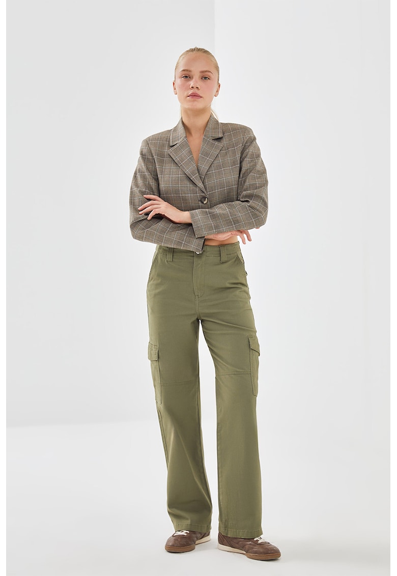 Pantaloni cargo cu croiala dreapta - Verde masliniu