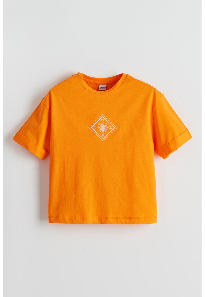 Tricou cu decolteu la baza gatului - Portocaliu mandarina