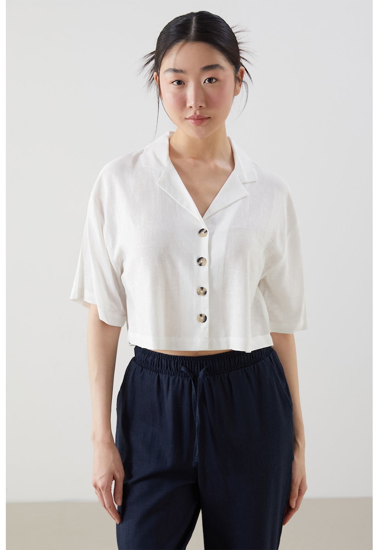 Camasa crop cu decolteu in V