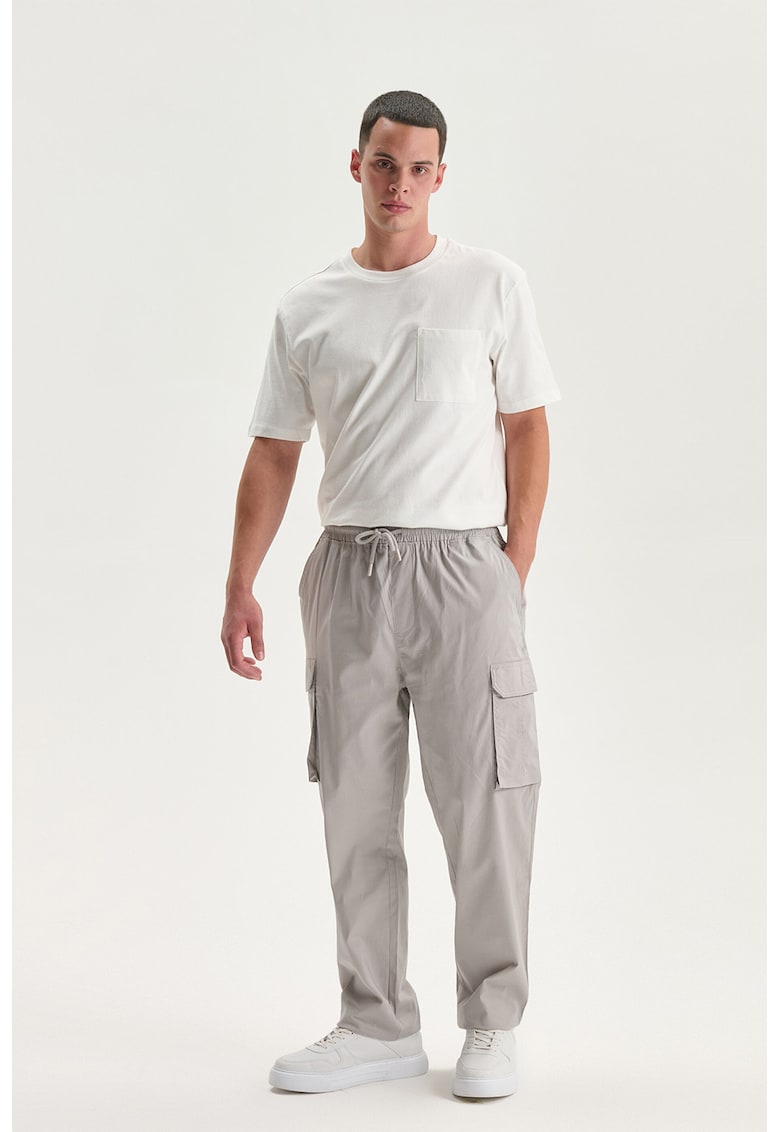 Pantaloni relaxed fit din amestec de bumbac - Gri deschis