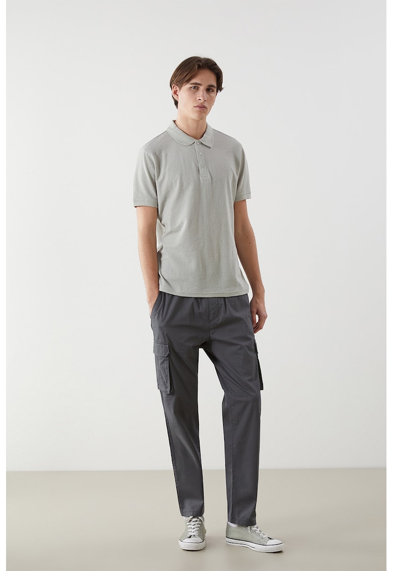 Pantaloni relaxed fit din amestec de bumbac - Gri inchis